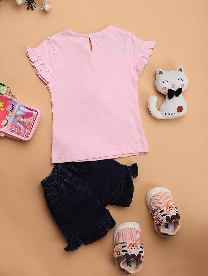 pink printed cotton shorts set - 21177734 - Standard Image - 1