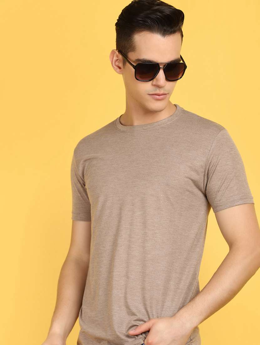 men solid round neck cotton t-shirt - 21177851 -  Standard Image - 1