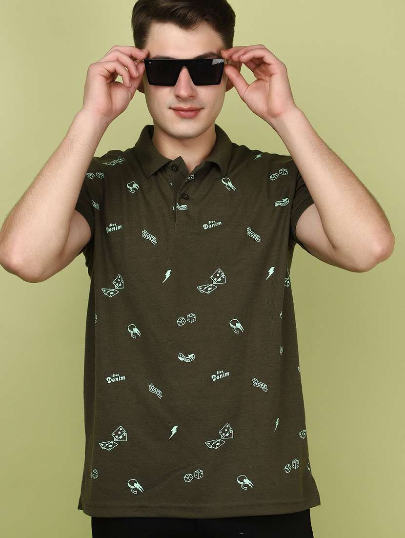 olive cotton all over print t-shirt - 21177961 -  Standard Image - 1