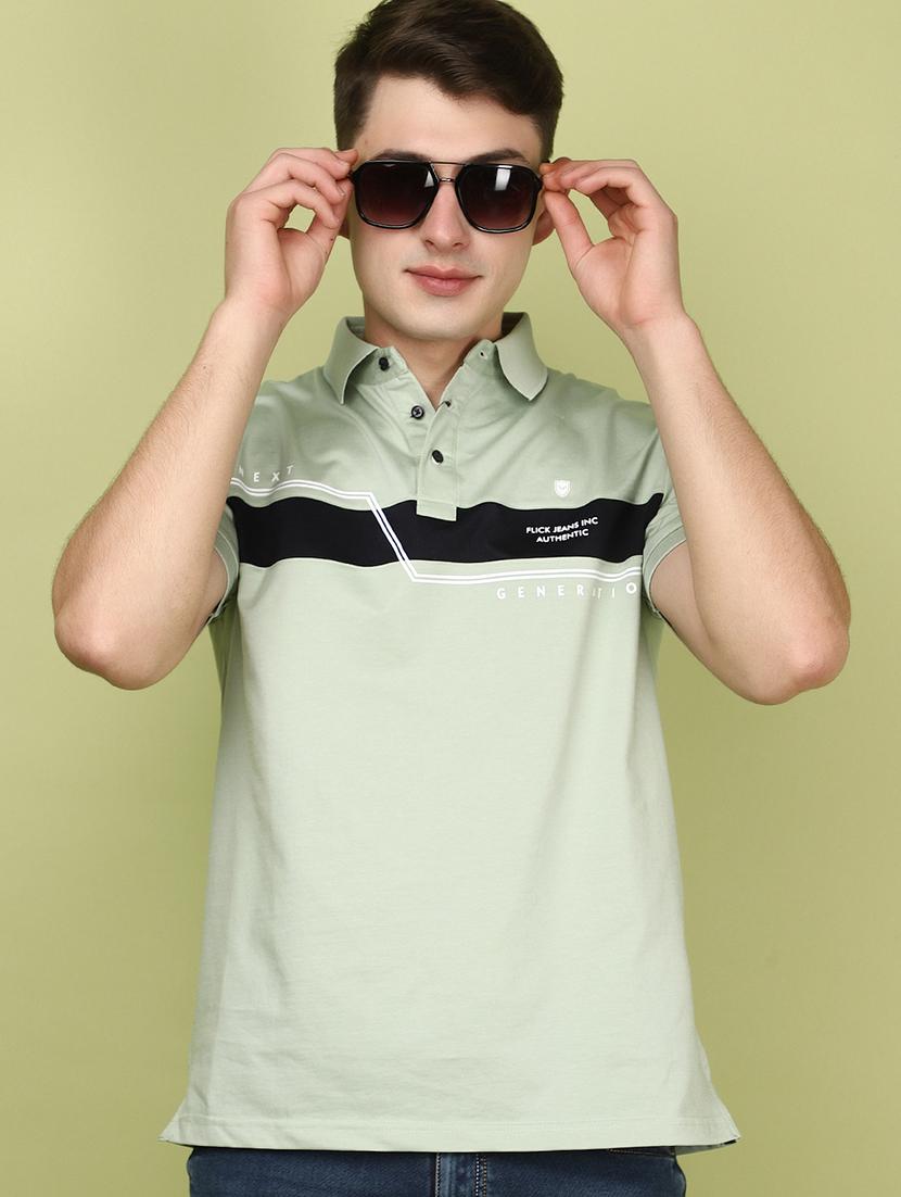 men polo neck chest print t-shirt - 21177990 -  Standard Image - 1