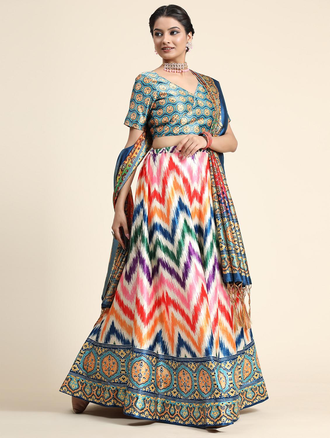 multi colored semi stitched flared lehenga - 21178039 -  Standard Image - 1