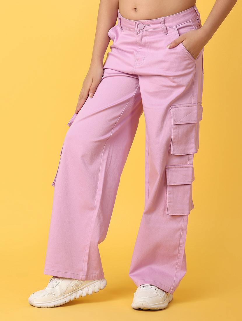 girls lavender cotton cargos trouser - 21178202 -  Standard Image - 1