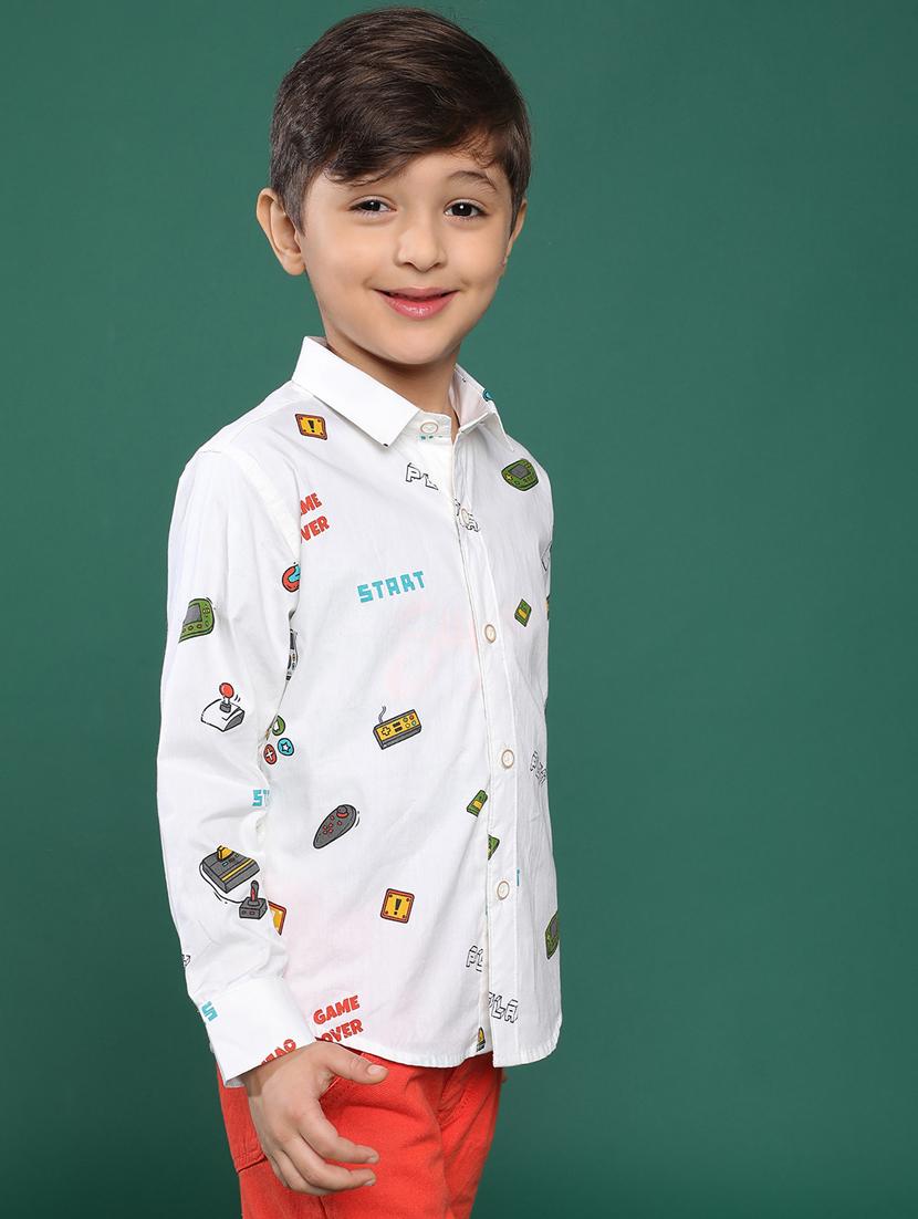 white printed cotton shirt - 21178264 - Standard Image - 1