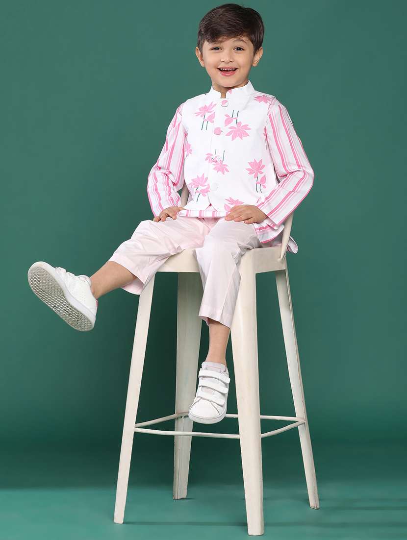white printed viscose kurta set - 21178272 -  Standard Image - 1