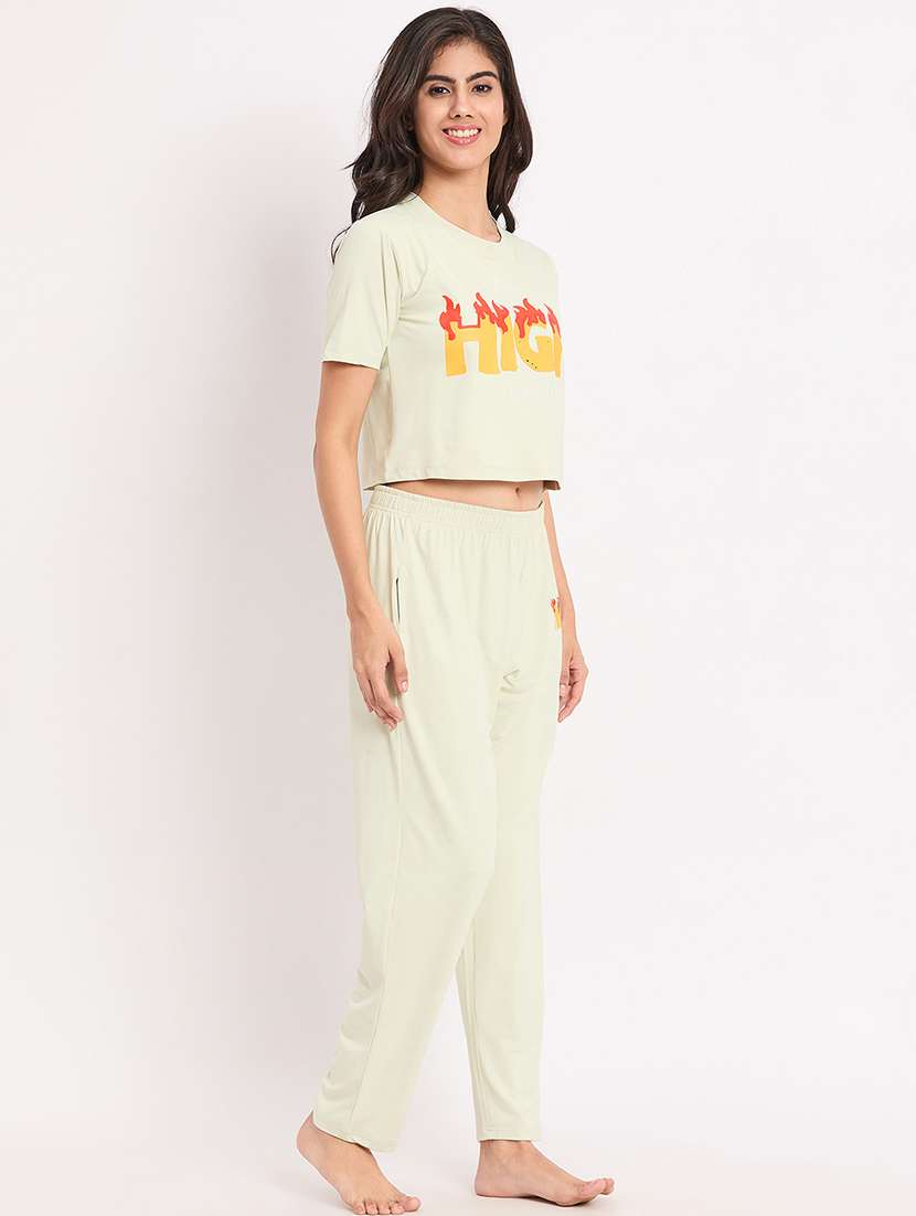 women white typography printed nightwear pyjama set - 21178284 -  Standard Image - 1