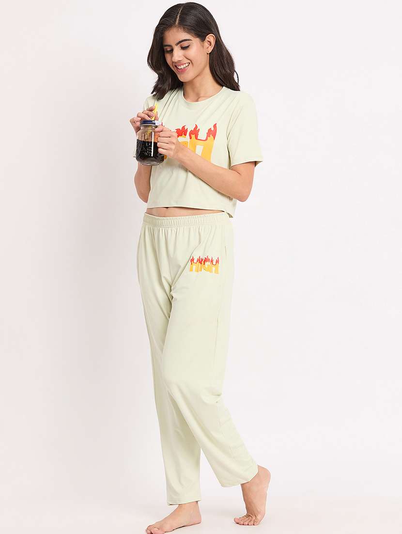 women white typography printed nightwear pyjama set - 21178284 -  Standard Image - 4