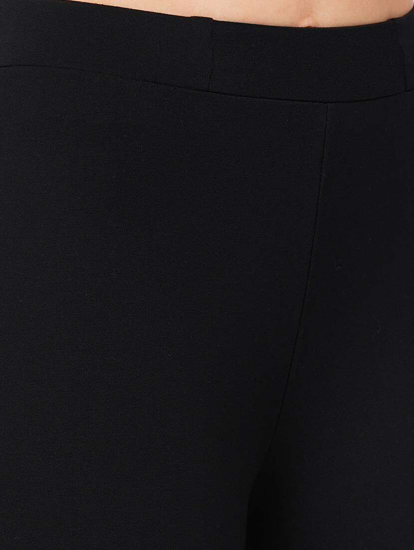 globus women black stretchable mid-rise woven skinny fit workwear treggings - 21178313 - Standard Image - 4
