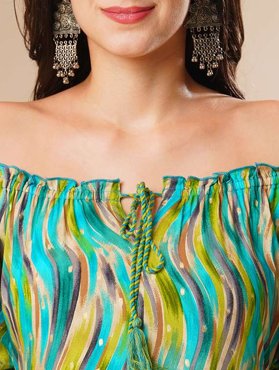 women green abstract printed fit & flare ethnic dress - 21178328 -  Standard Image - 4