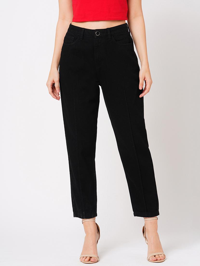 globus women black boyfriend fit mid-rise clean look cotton jeans - 21178364 - Zoom Image - 0