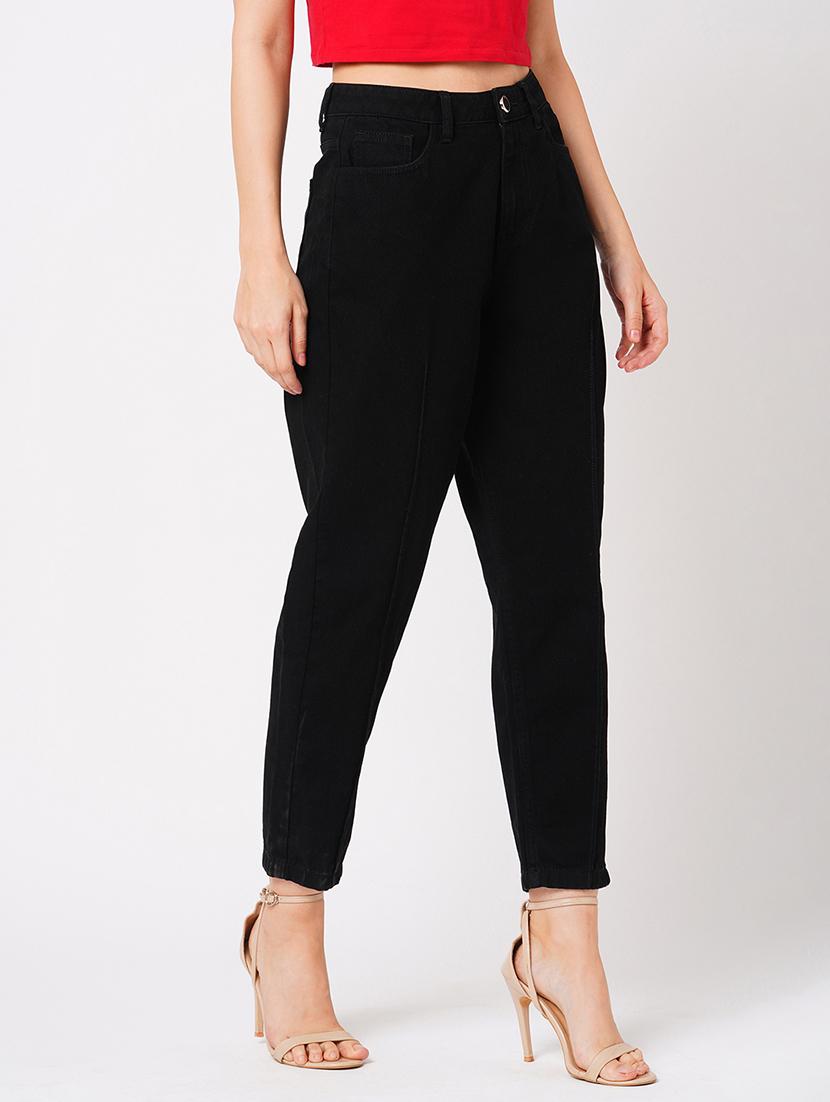 globus women black boyfriend fit mid-rise clean look cotton jeans - 21178364 -  Standard Image - 1