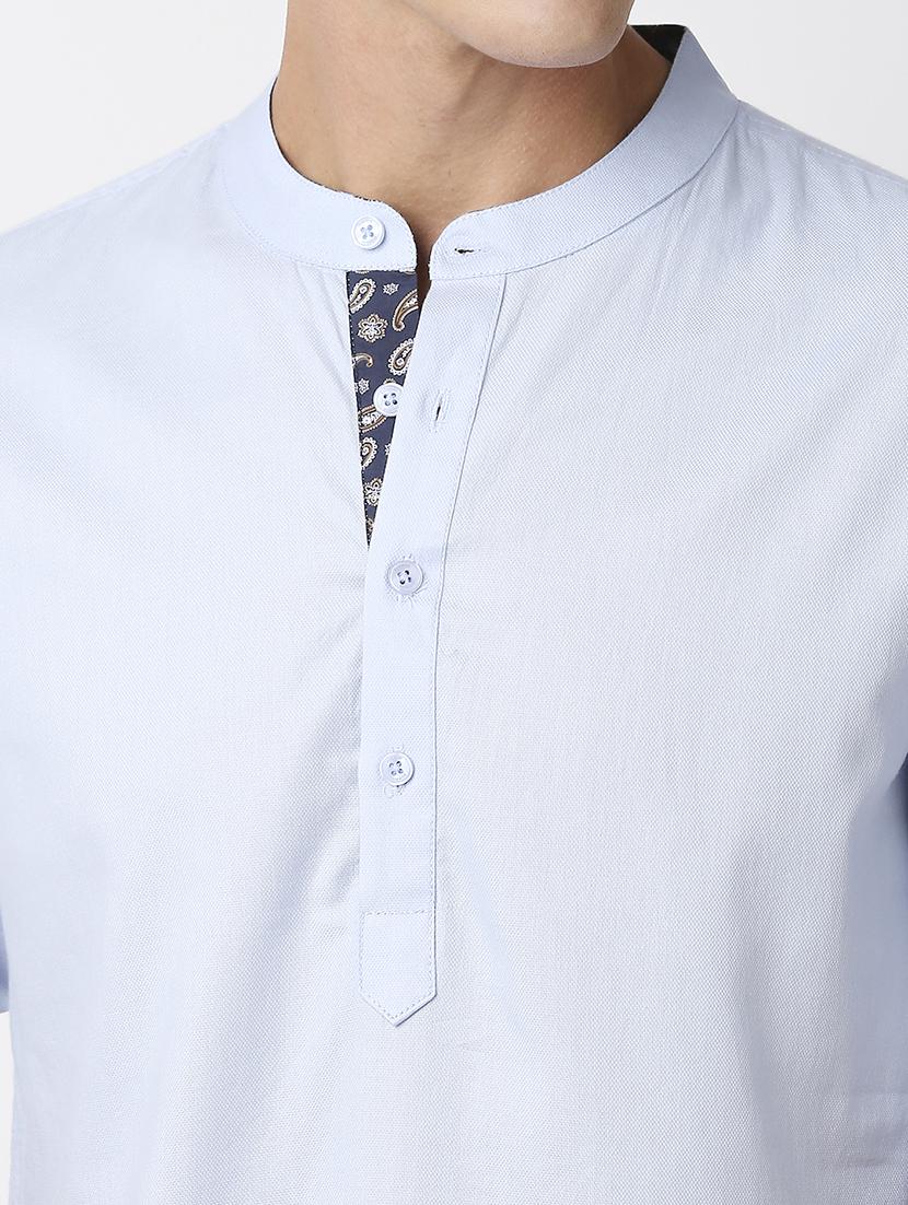light blue cotton blend casual shirt - 21178402 - Standard Image - 4