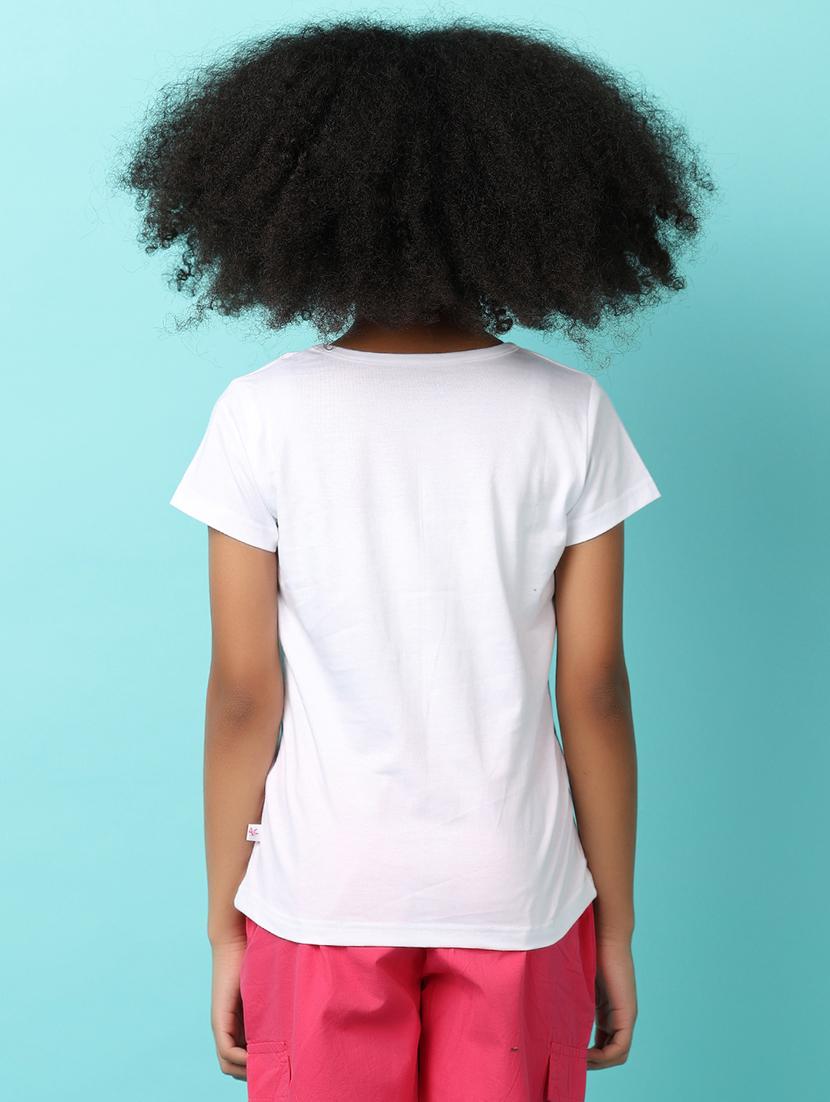 girls white cotton regular tee - 21178504 - Standard Image - 1
