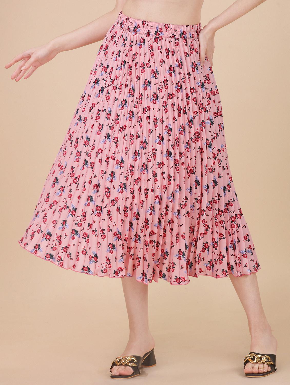 pink polyester a-line skirt - 21178991 - Standard Image - 1