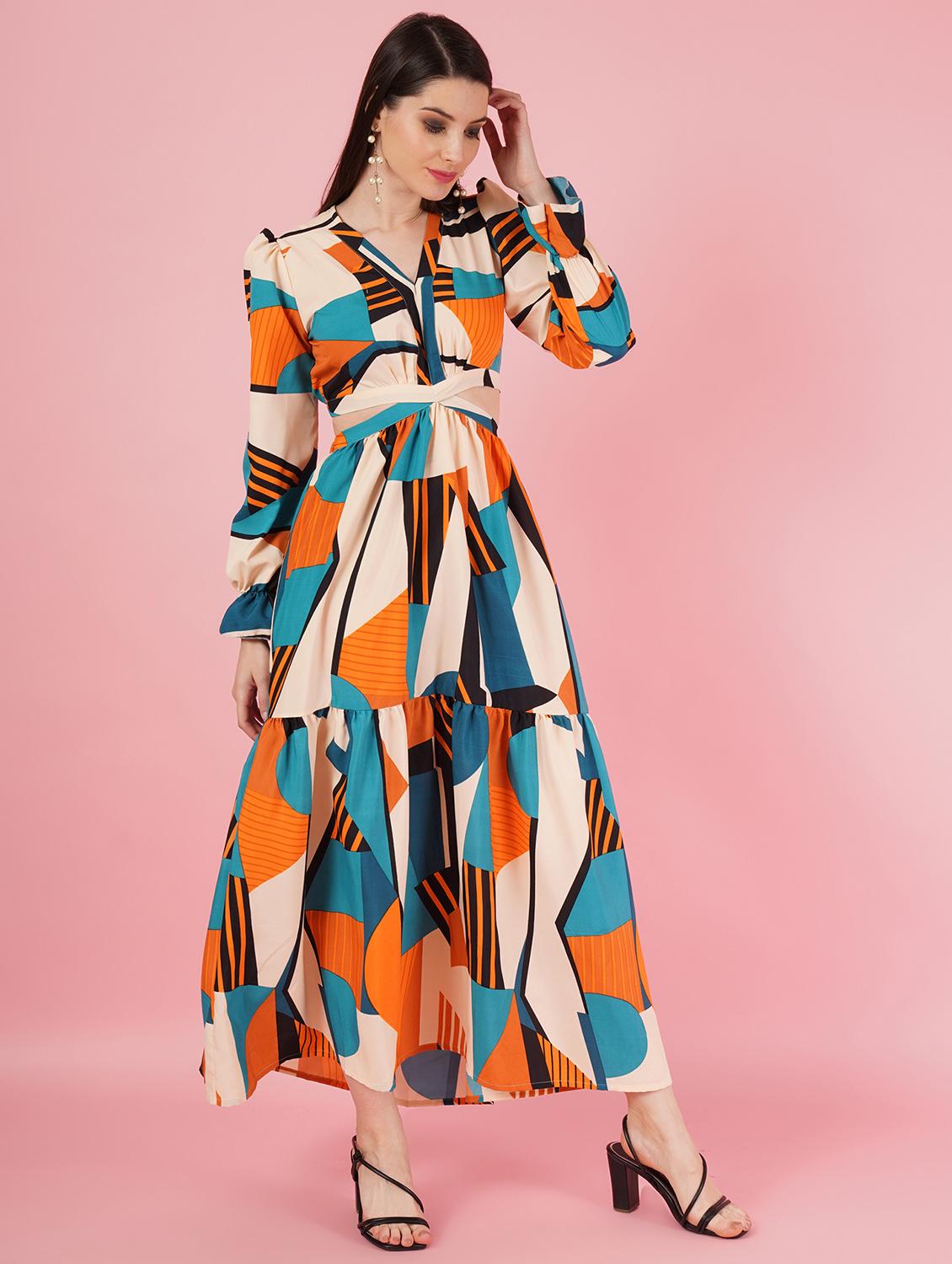 off white polyester fit & flare dress - 21179001 -  Standard Image - 1
