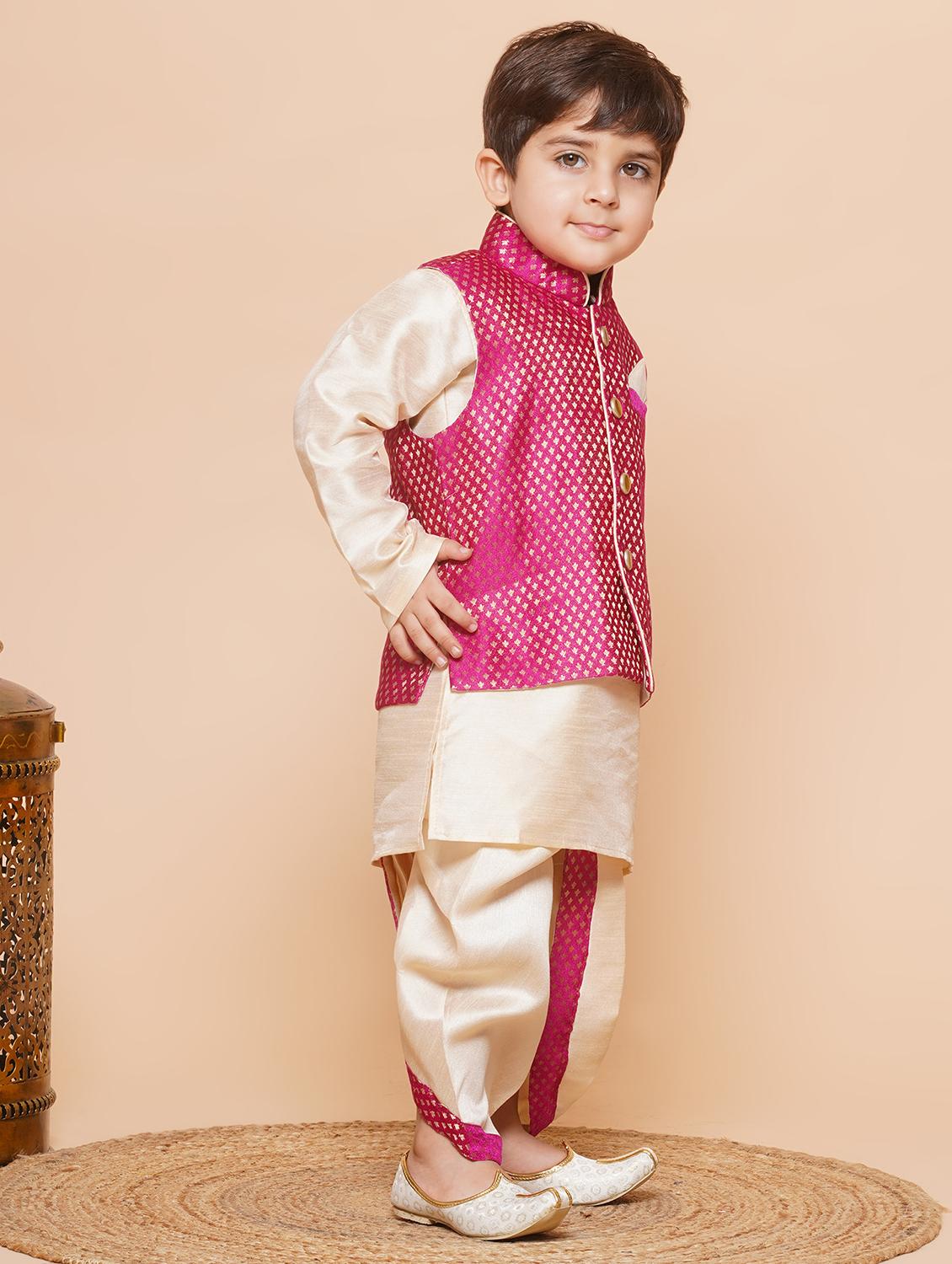 boys silk dhoti kurta with jacket - 21179563 - Standard Image - 1