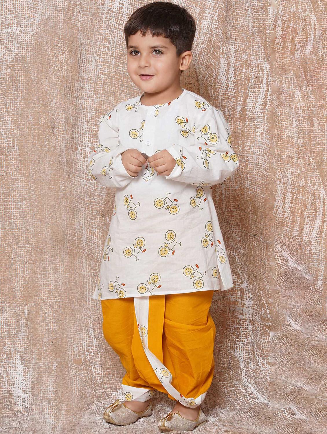 white printed dhoti kurta set - 21179567 - Standard Image - 1