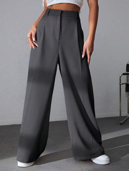 women wide leg high-rise stretchable korean pants - 21179774 -  Standard Image - 0
