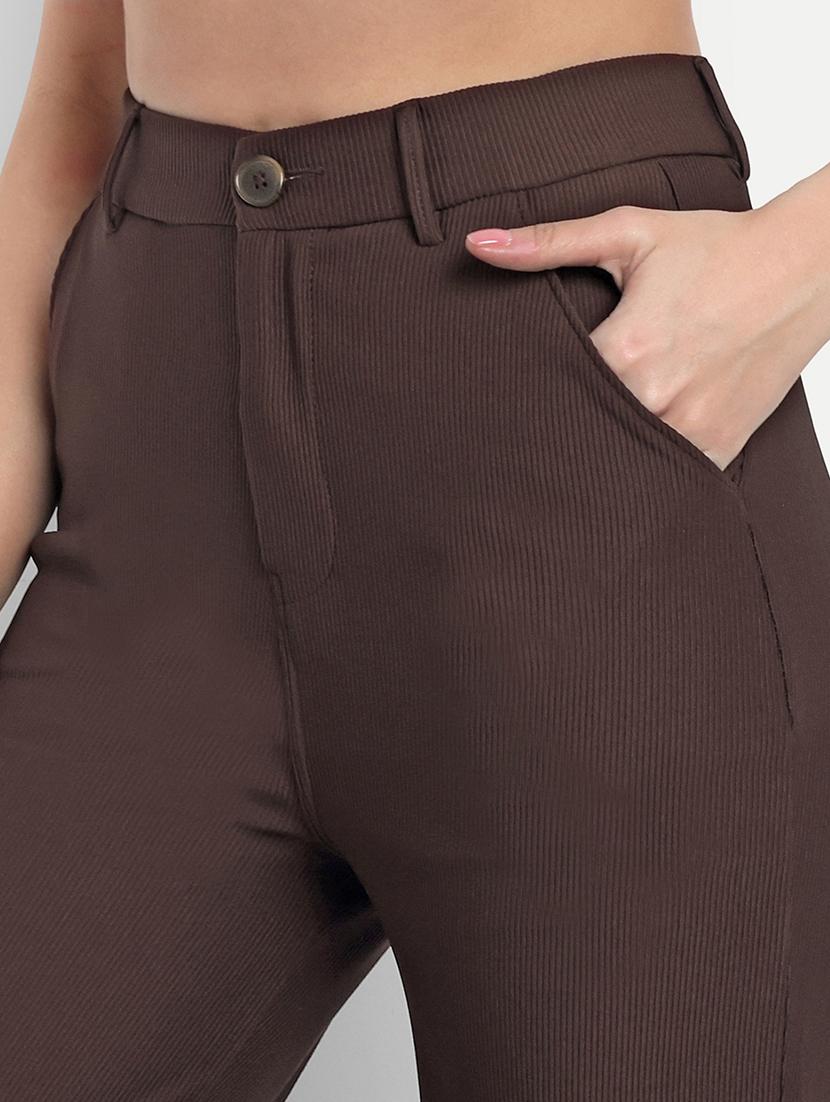 brown cotton wide leg trouser - 21179994 - Standard Image - 4