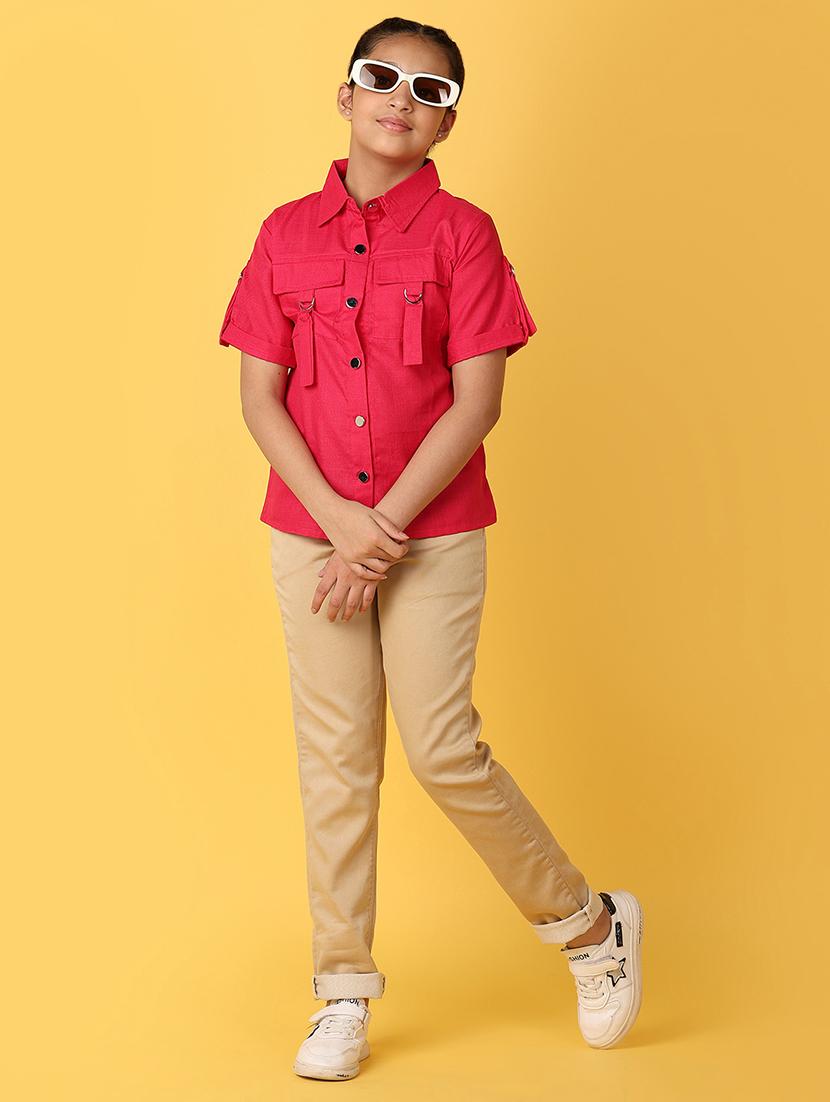 girls short sleeves solid shirt - 21180747 - Standard Image - 4