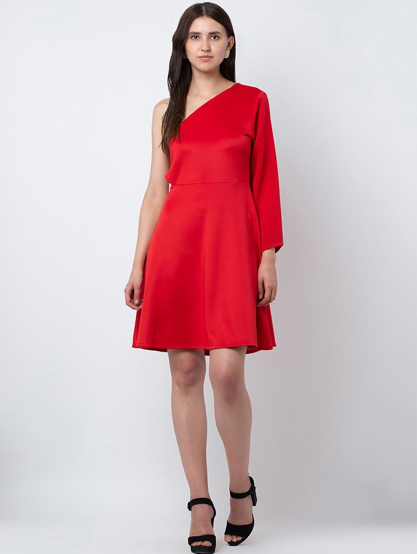 red polyester a-line dress - 21180884 - Zoom Image - 0
