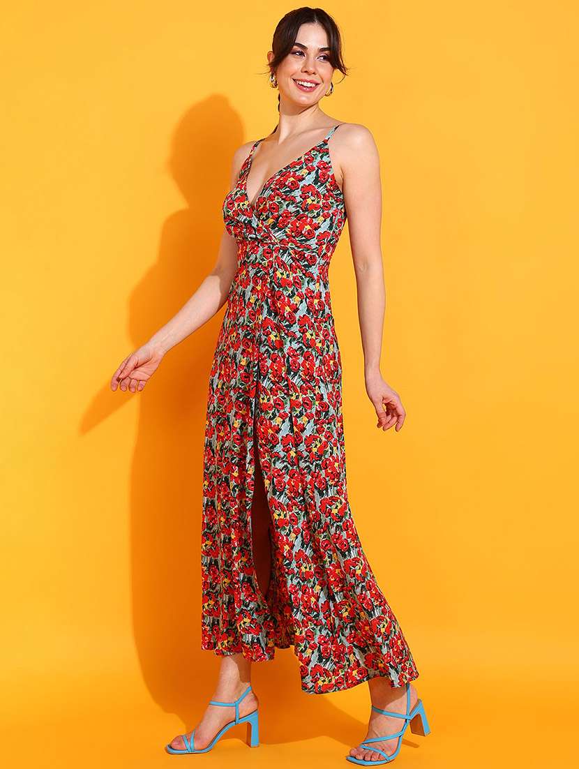 red polyester aline dress - 21180907 -  Standard Image - 1