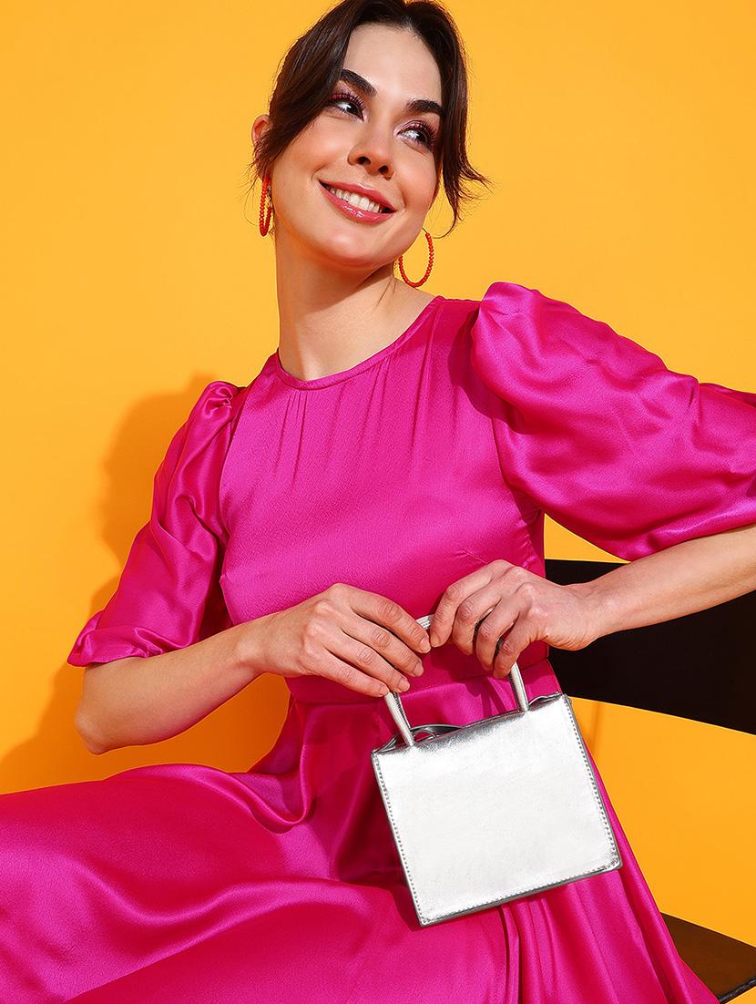 pink polyester aline dress - 21180911 - Standard Image - 4