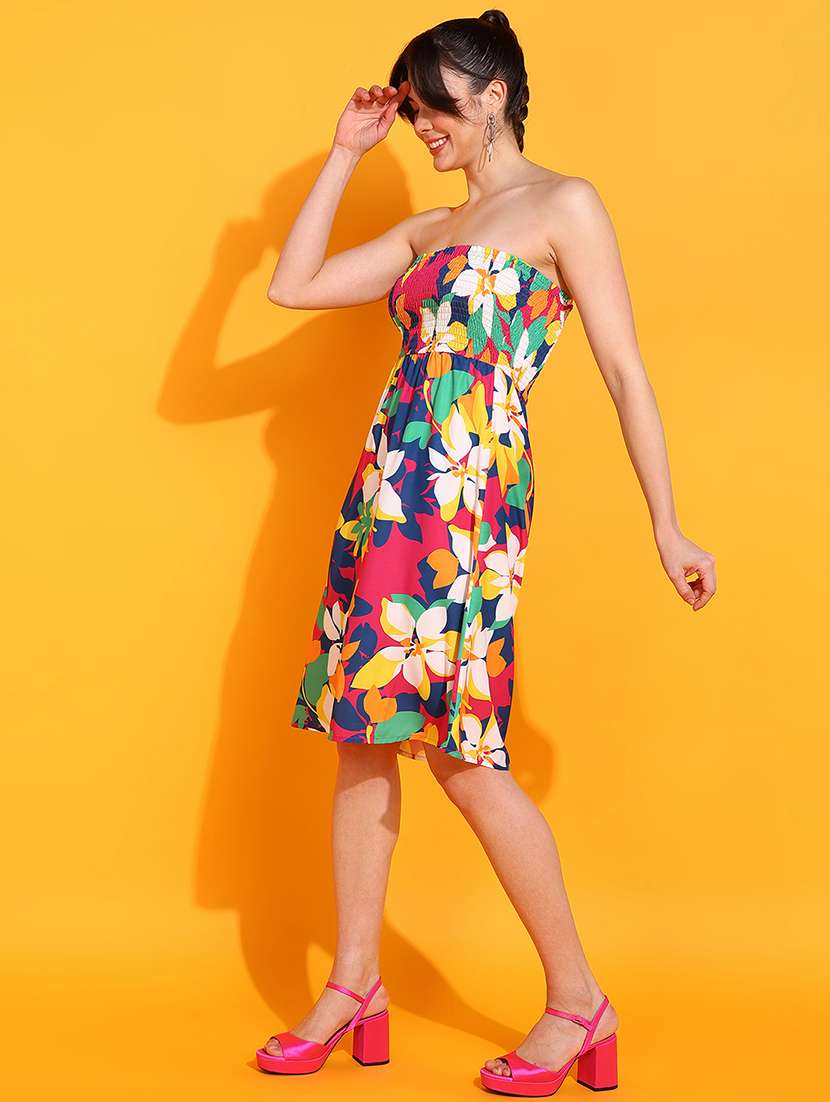 multi colored polyester aline dress - 21180916 -  Standard Image - 1
