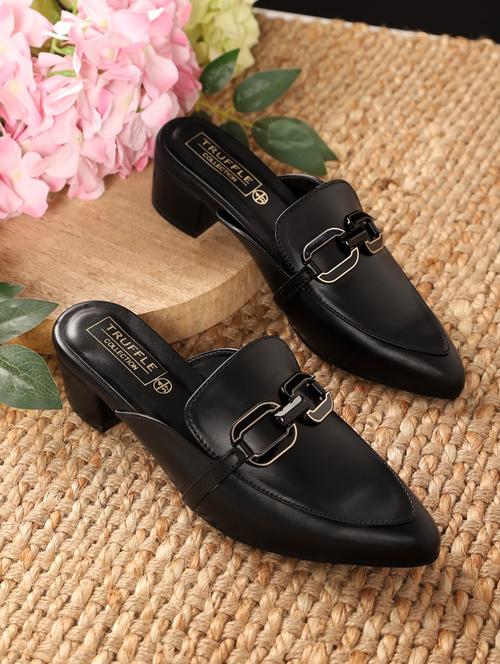 women black solid pinted mules - 21180953 -  Standard Image - 0