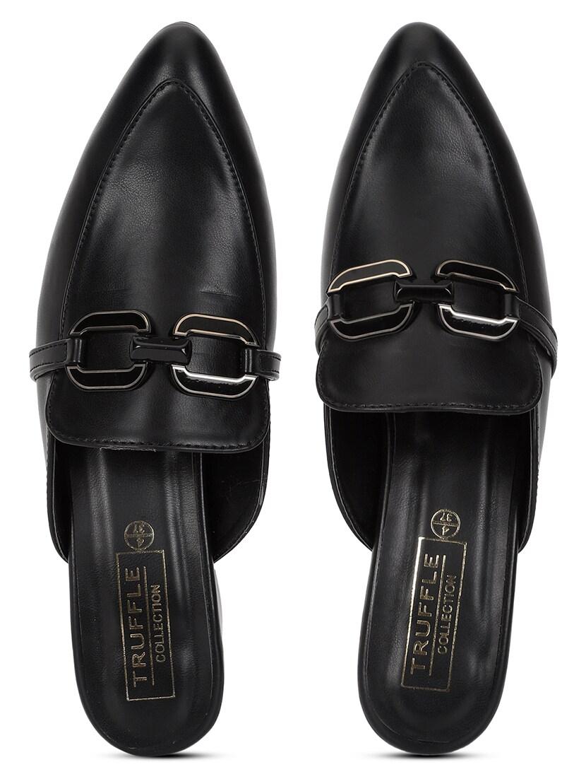 women black solid pinted mules - 21180953 - Standard Image - 4