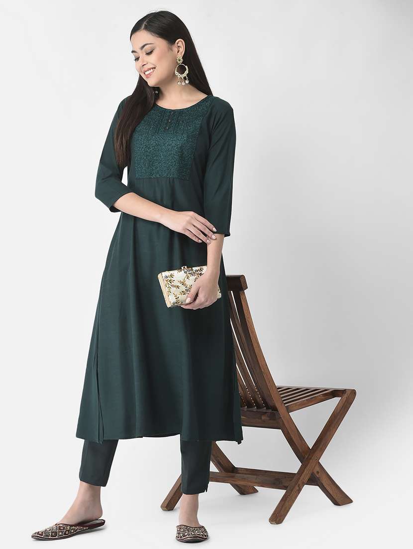 women three quarter sleeve a-line kurta - 21181050 -  Standard Image - 4