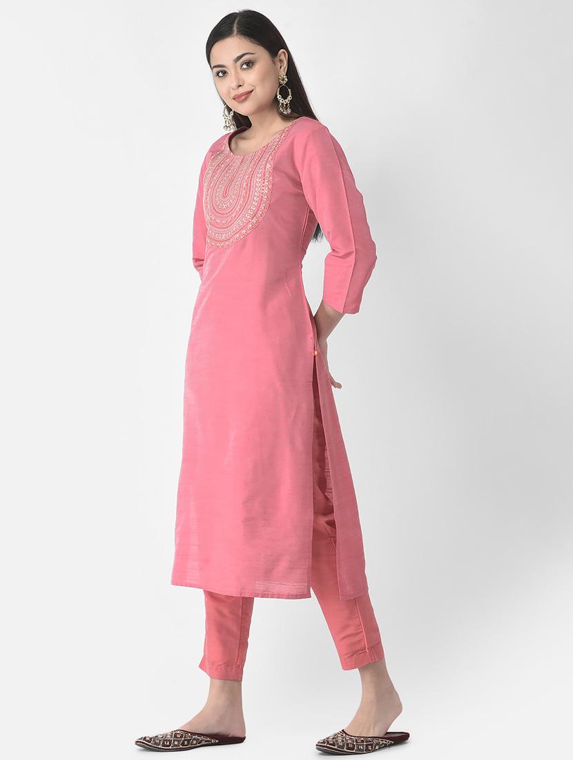 women three quarter sleeve straight kurta - 21181052 - Standard Image - 1