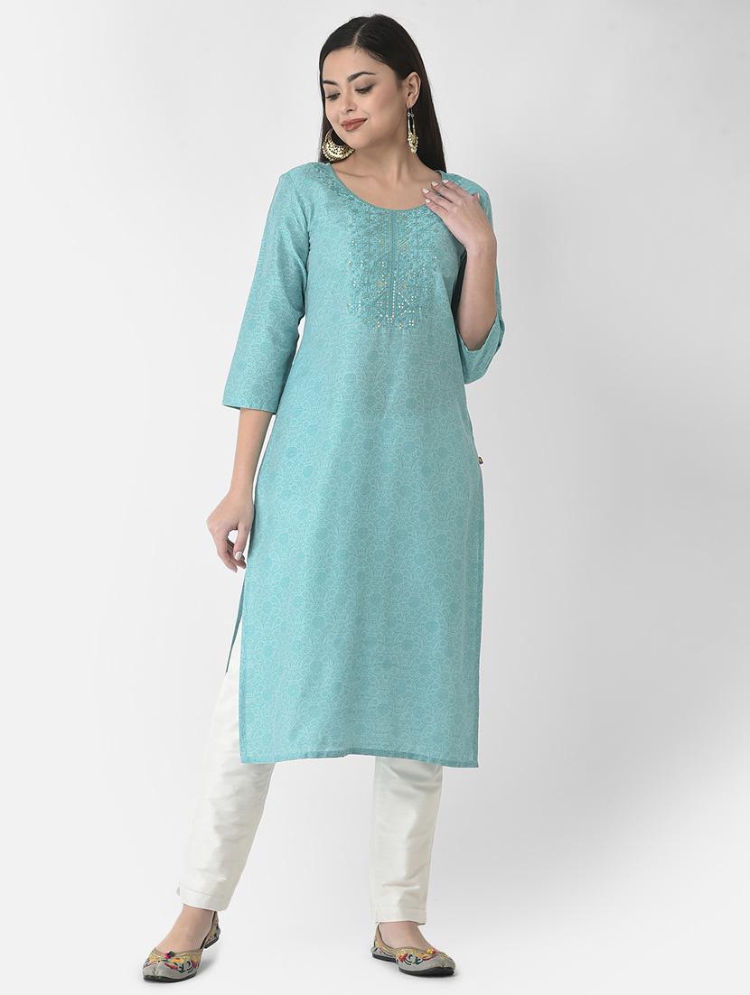 women three quarter sleeve straight kurta