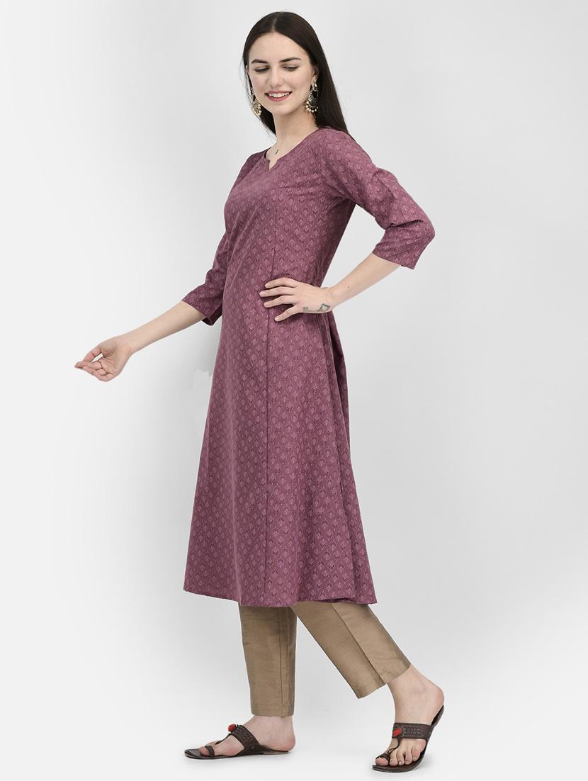 women three quarter sleeve a-line kurta - 21181063 - Standard Image - 1