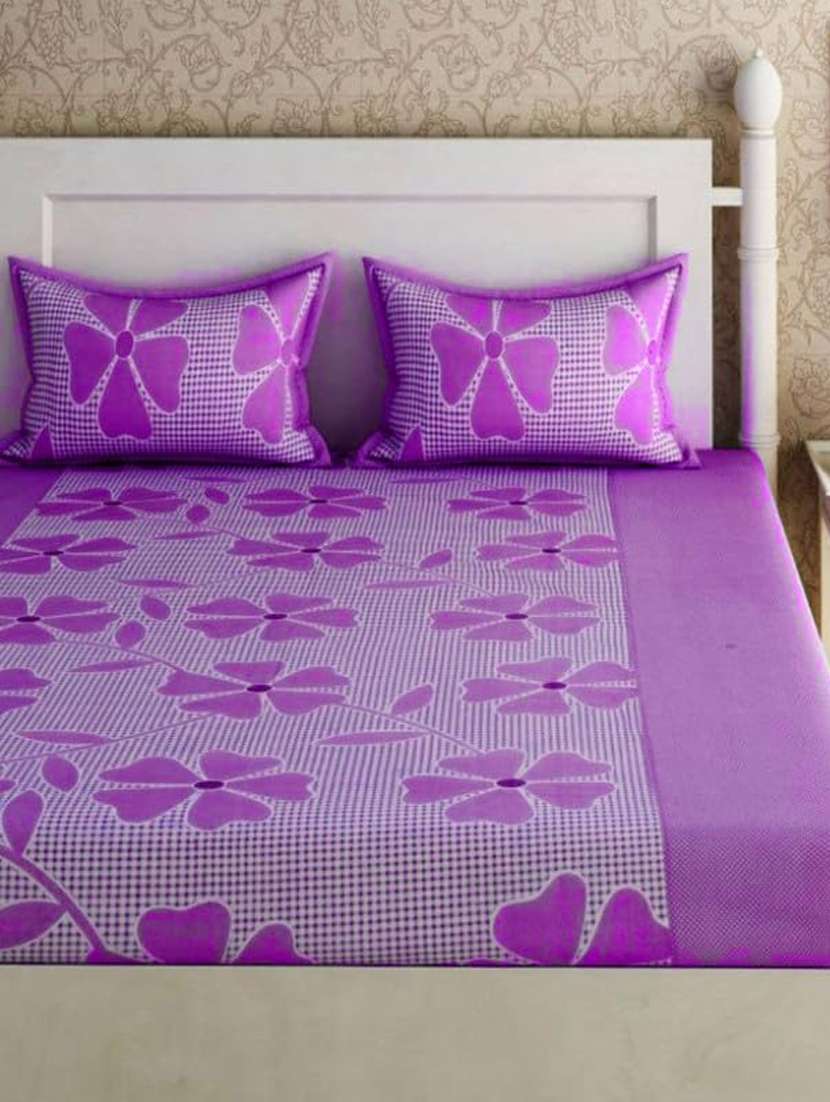modefe polycotton printed double bedsheet with 2 pillow covers - 21181078 -  Standard Image - 1