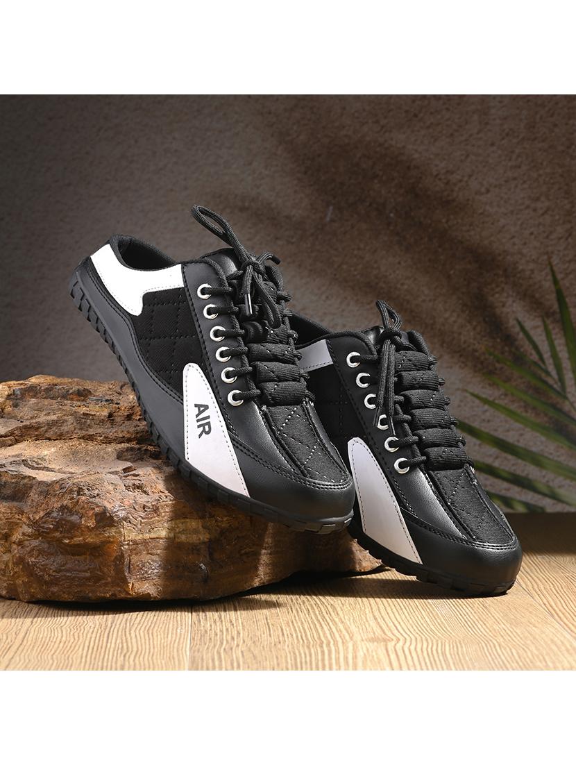 black color block lace up sneakers