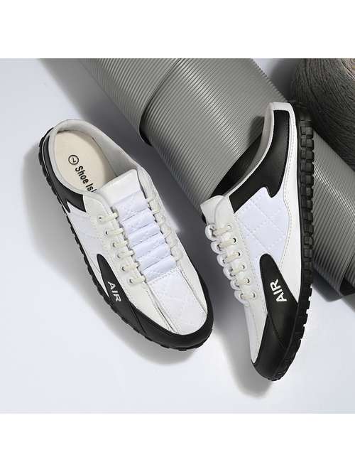 men white color block lace up sneakers