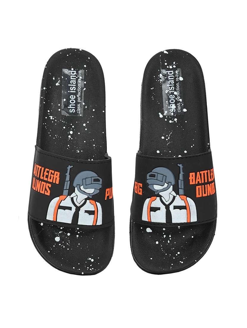 black synthetic slip on flip flops - 21181381 -  Standard Image - 4