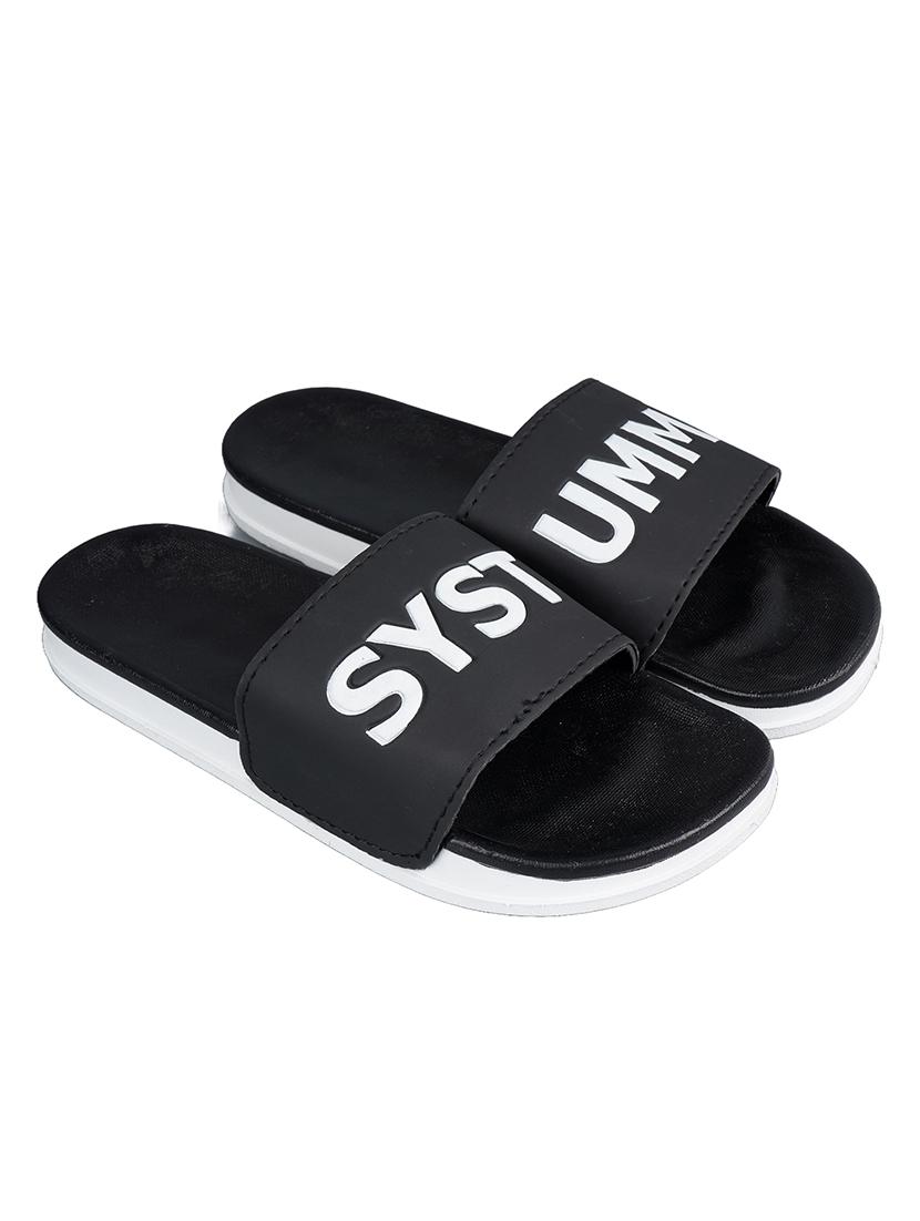black synthetic slip on flip flops - 21181395 - Standard Image - 1