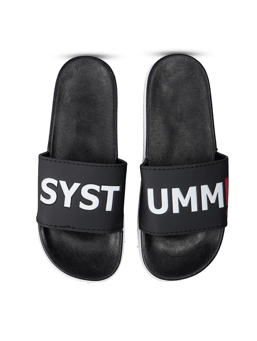 black synthetic slip on flip flops - 21181395 - Standard Image - 4
