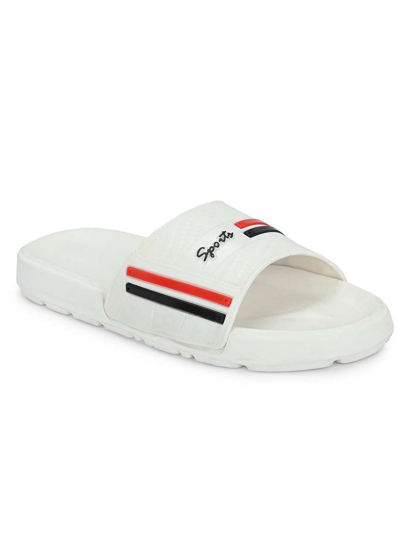 white synthetic slip on flip flops - 21181416 -  Standard Image - 1