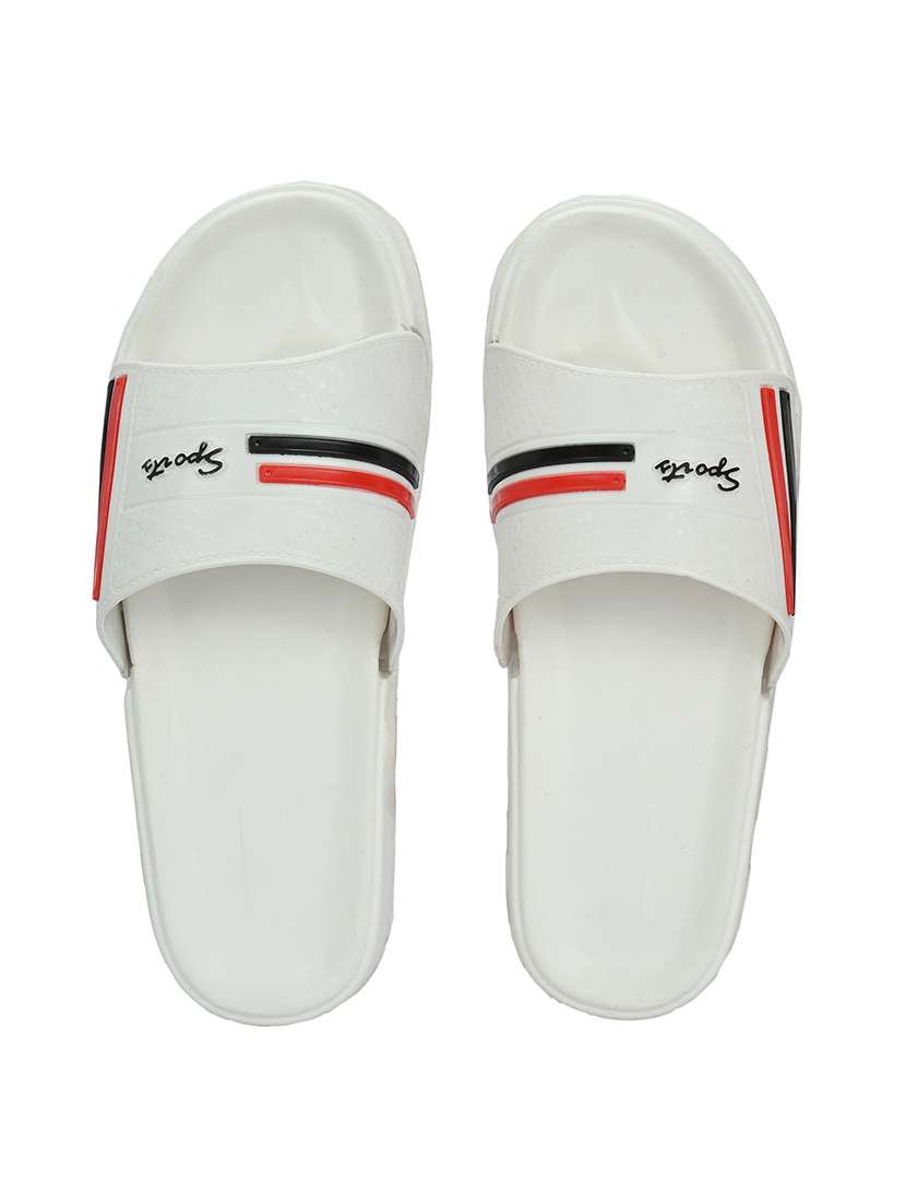 white synthetic slip on flip flops - 21181416 -  Standard Image - 4