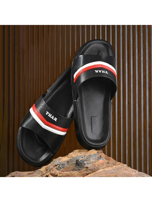 black synthetic slip on flip flops - 21181417 -  Standard Image - 0