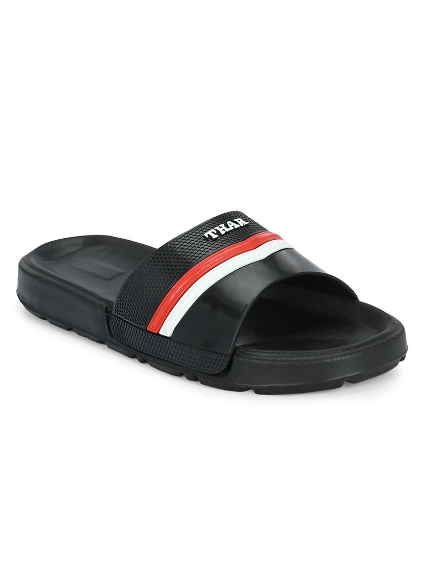 black synthetic slip on flip flops - 21181417 - Standard Image - 1