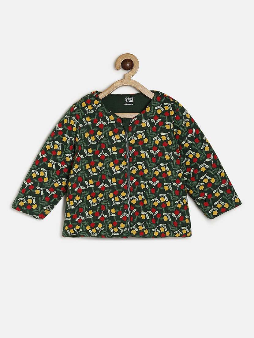 green long sleeves florals printed jackets