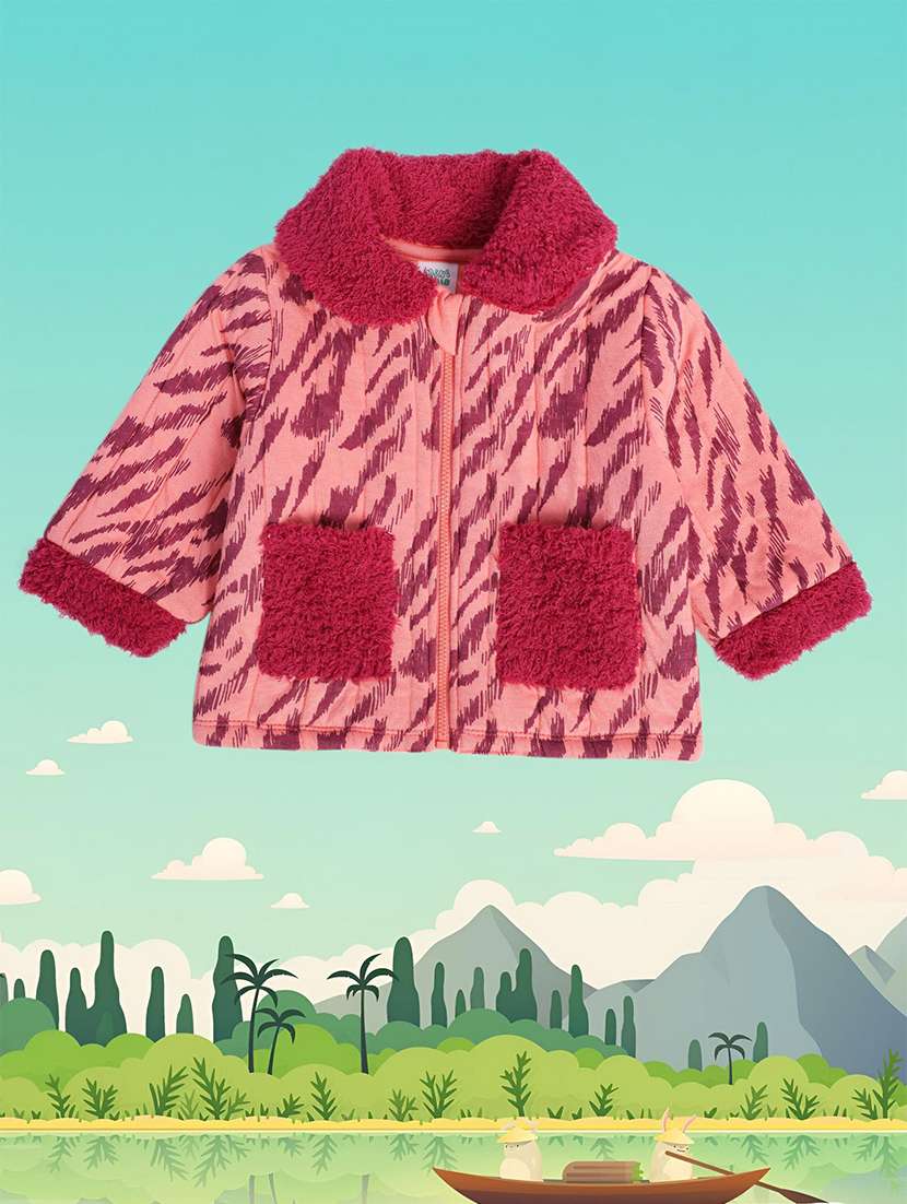 peach printed long sleeves jackets