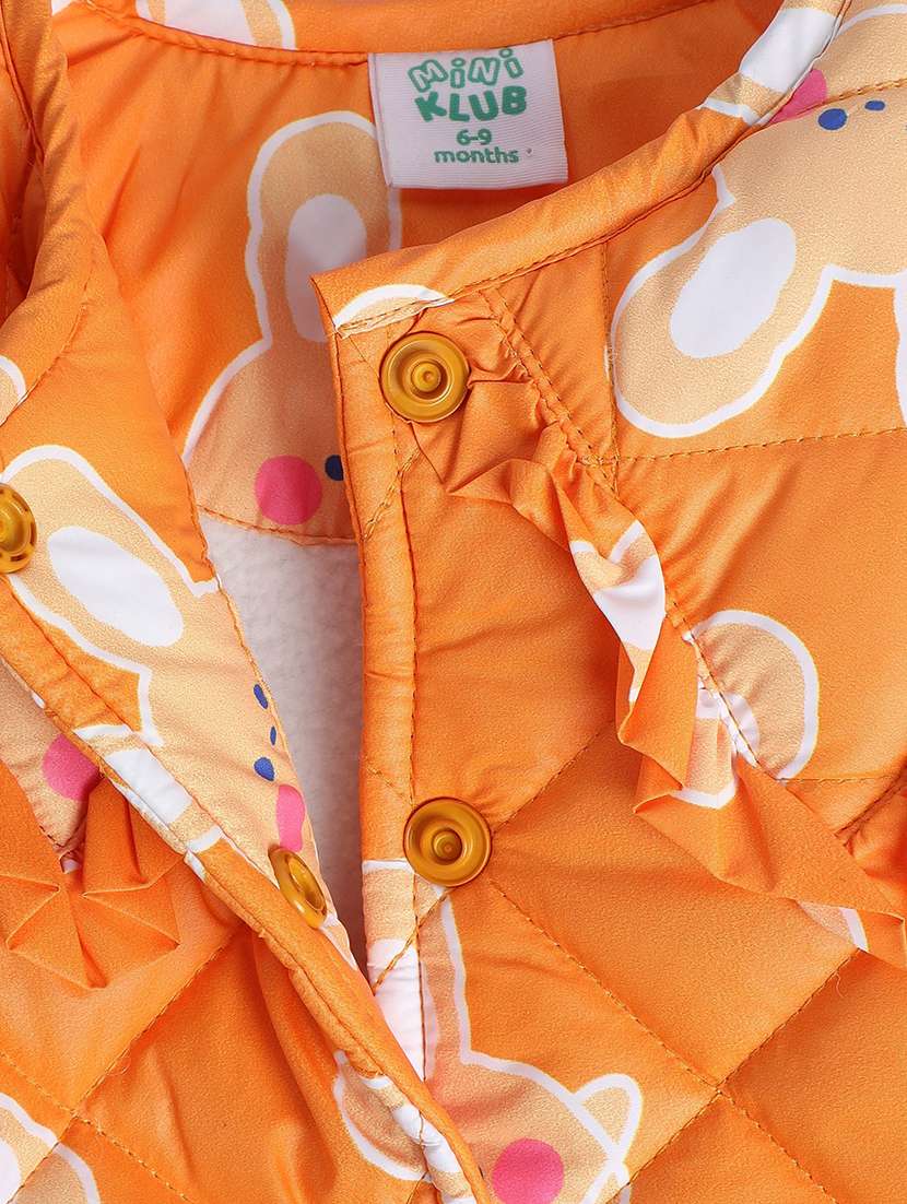 orange printed long sleeves quilted jackets - 21182820 - Standard Image - 4