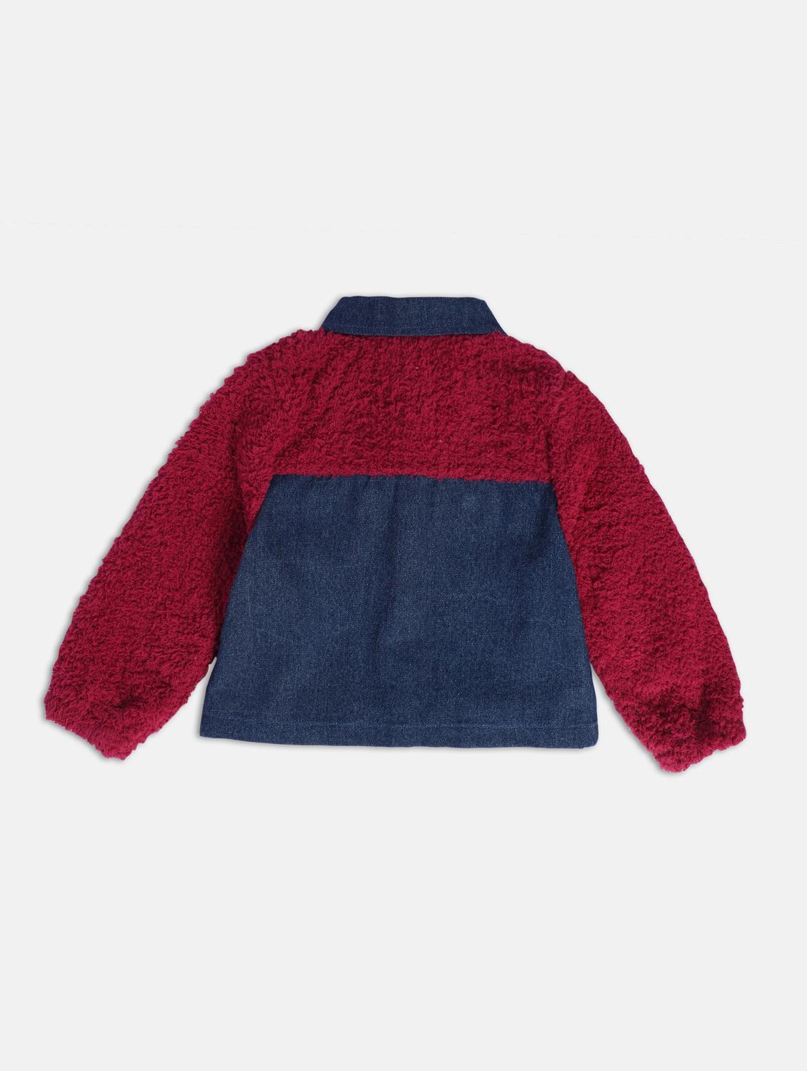 blue colour block long sleeves coats - 21182950 - Standard Image - 1