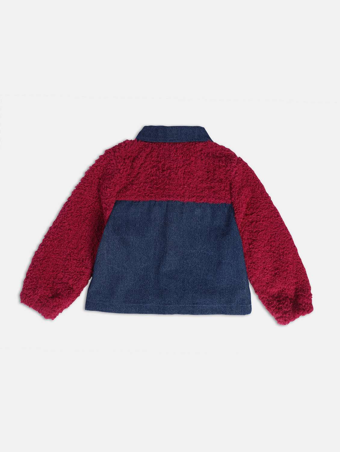 blue colour block long sleeves coats - 21182950 -  Standard Image - 1