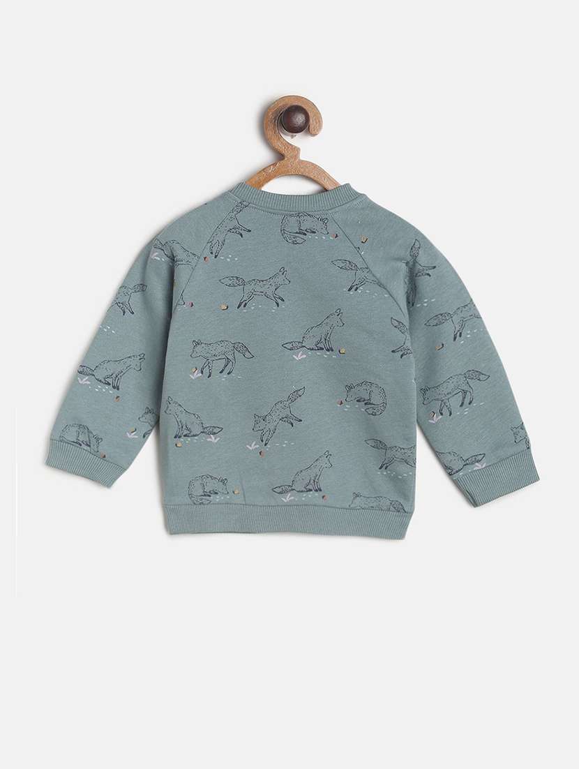 green cotton all over print sweatshirt - 21183319 -  Standard Image - 1