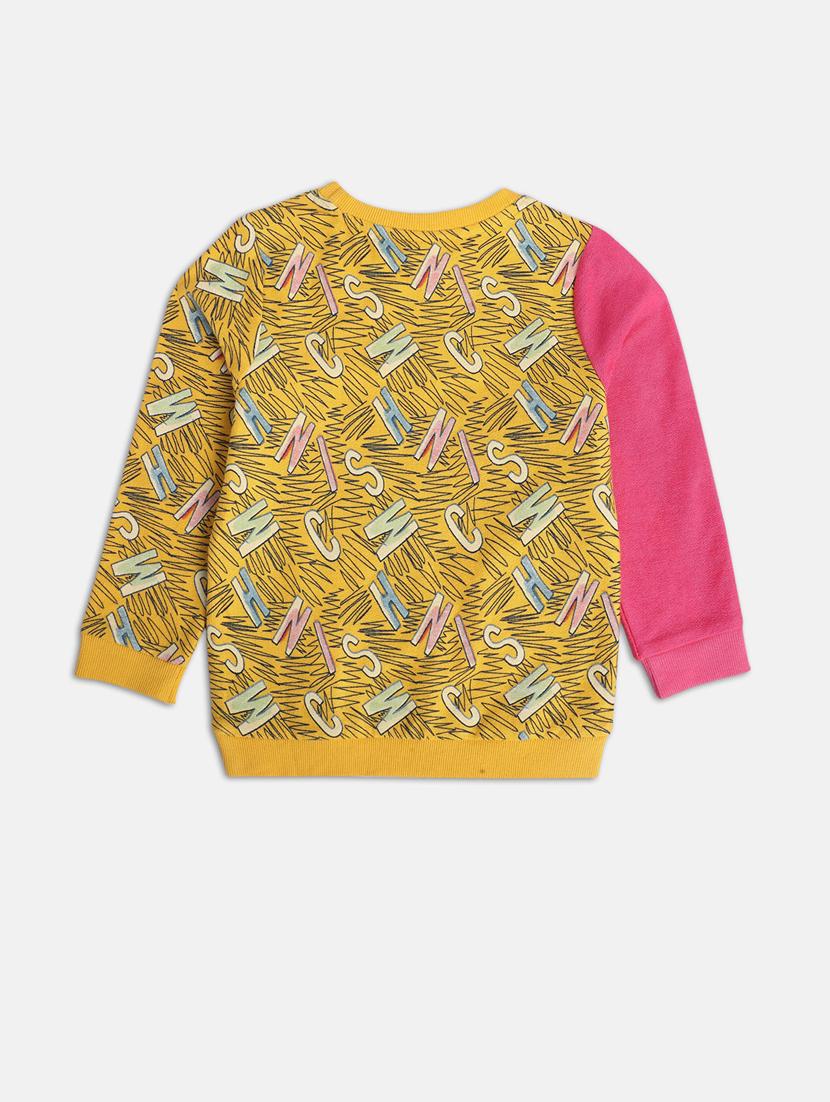 yellow cotton blend all over print sweatshirt - 21183480 - Standard Image - 1